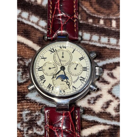 STAUER Stainless Steel Graves® '33 Wristwatch Ivory Dial‎ Designer Precision Tim - Picture 1 of 7